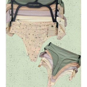 Lucky Brand XL Array Of Pastel Winter Bonded Seams Ultralight Thong Panties-5 Pk